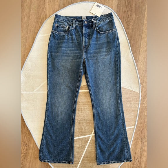 Toteme Cropped Kick Denim Mid Blue - Picture 4 of 8